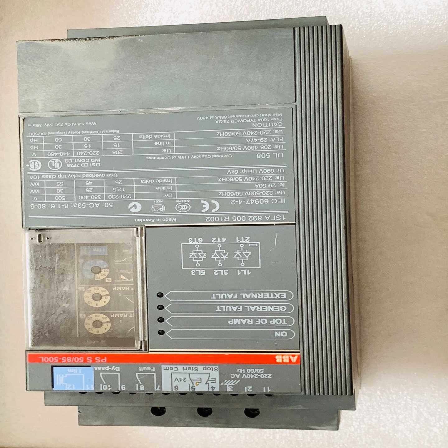 询价原装ABB软启动器PSS50/85-500L25KW