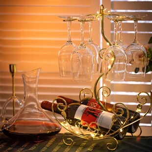 酒瓶架高档红酒架摆件 酒杯架酒架倒挂创意红酒杯架高脚杯挂架欧式