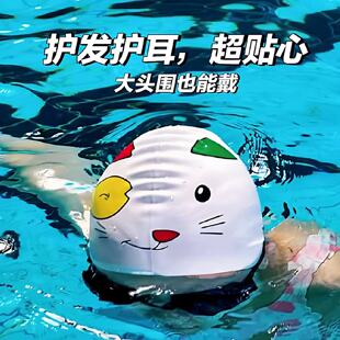小怪防水泳帽加大不勒头硅胶护耳帽子高弹力成人大头硅胶游泳帽子
