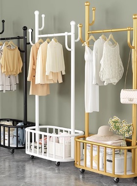 Light Luxury Wheeled Movable Coat Rack Living Room Home Clot