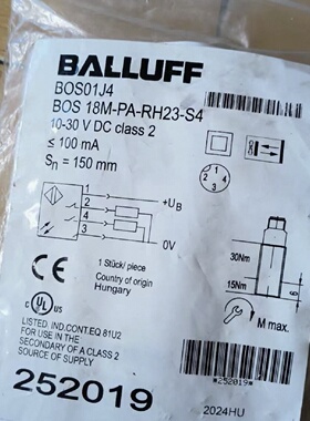 议价巴鲁夫接近开关BOS01J7 BOS-18M-PA-RH23-S4 全新原装正品