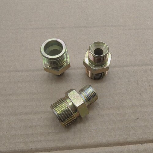 外丝M18*1.5喇叭口-转G5/8凹口氮气管接头高压铁材料外表镀锌1858