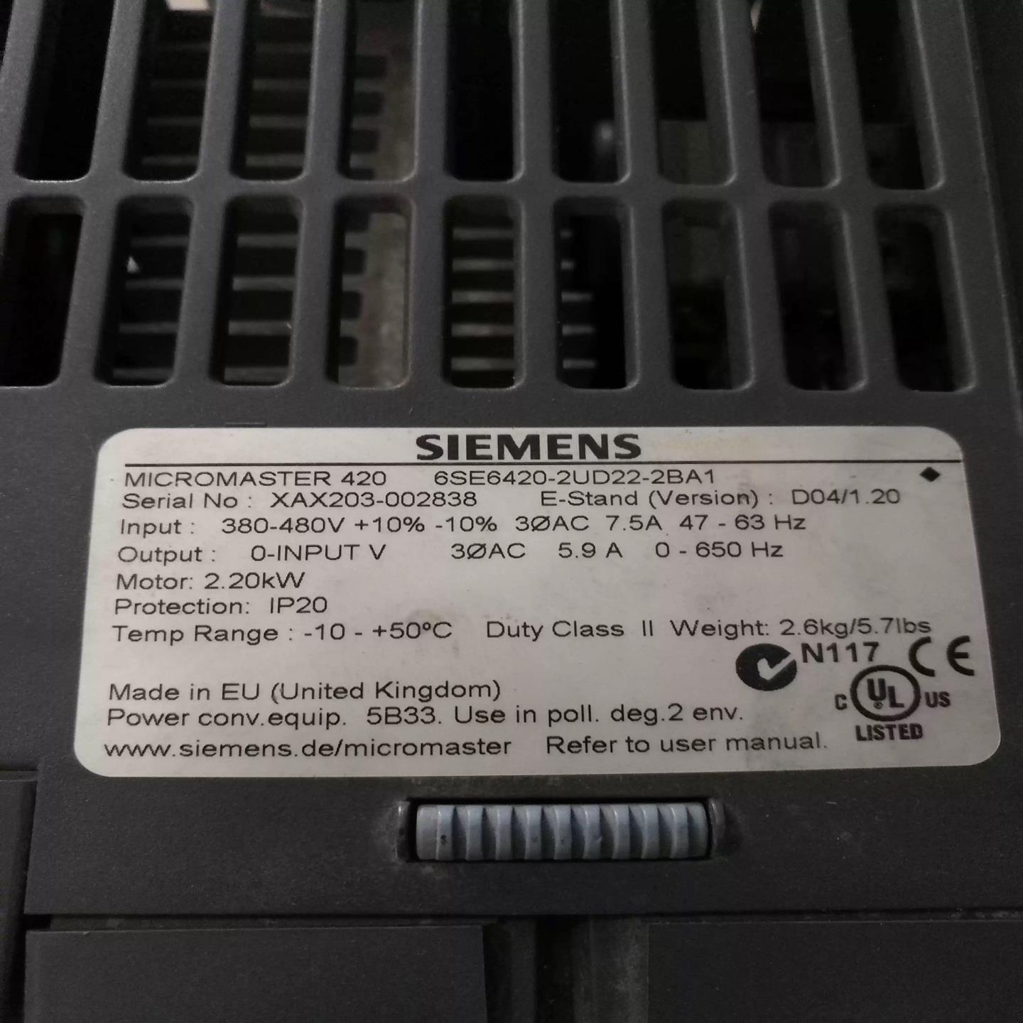 【议价】一台二手西门子变频器型号6SE6420-2UD22-2