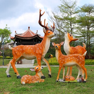 大梅花鹿玻璃钢雕塑园林景观动物模型户外庭院房地产美陈摆件