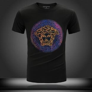 夏季欧洲站烫钻男装短袖恤网红社会精神小伙大码半袖体恤打底衫潮