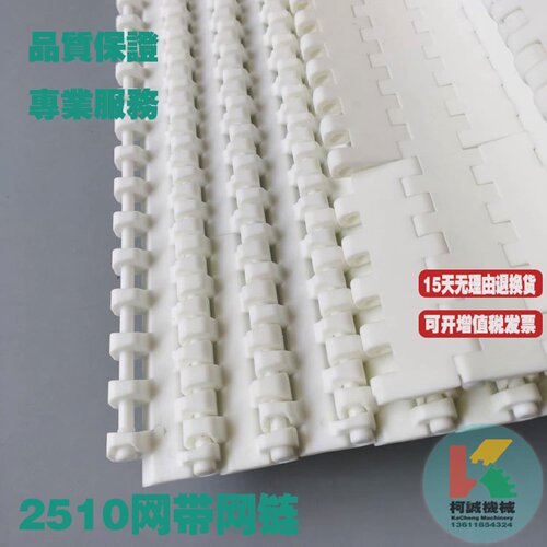 2510塑料网带平板白色输送带节距25.4mm传送带PP/POM材质输送网链