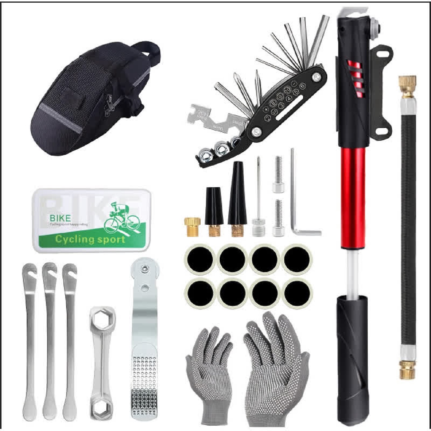 山地车自行车多功能工具组合工具修理工具补胎工具套装迷你气筒