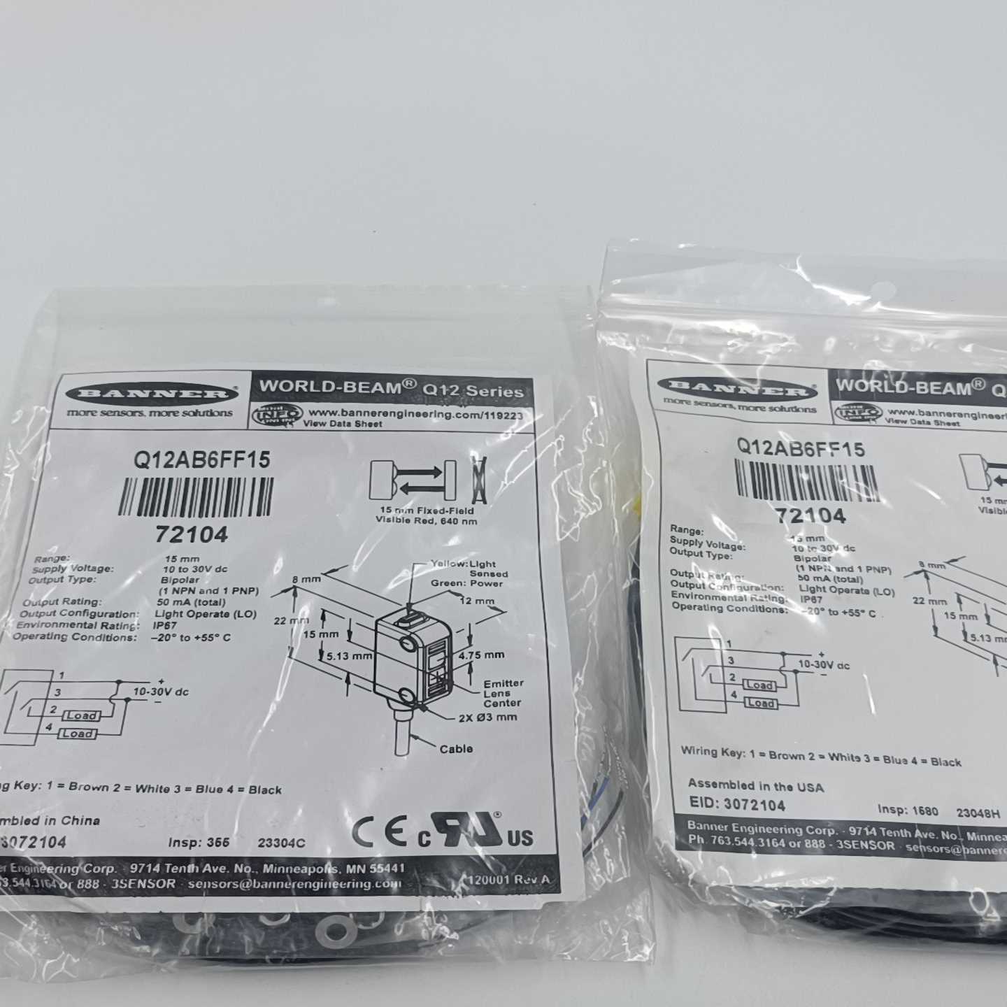 【议价】邦纳BANNER光电Q12AB6FF15适用