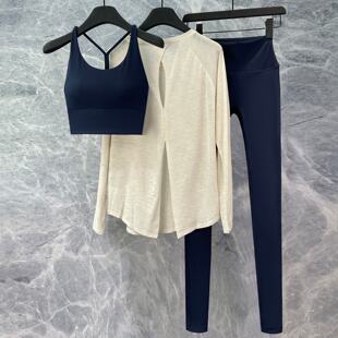 健身服套装女2026新款高级感春秋显瘦速干长袖宽松瑜伽服运动罩衫