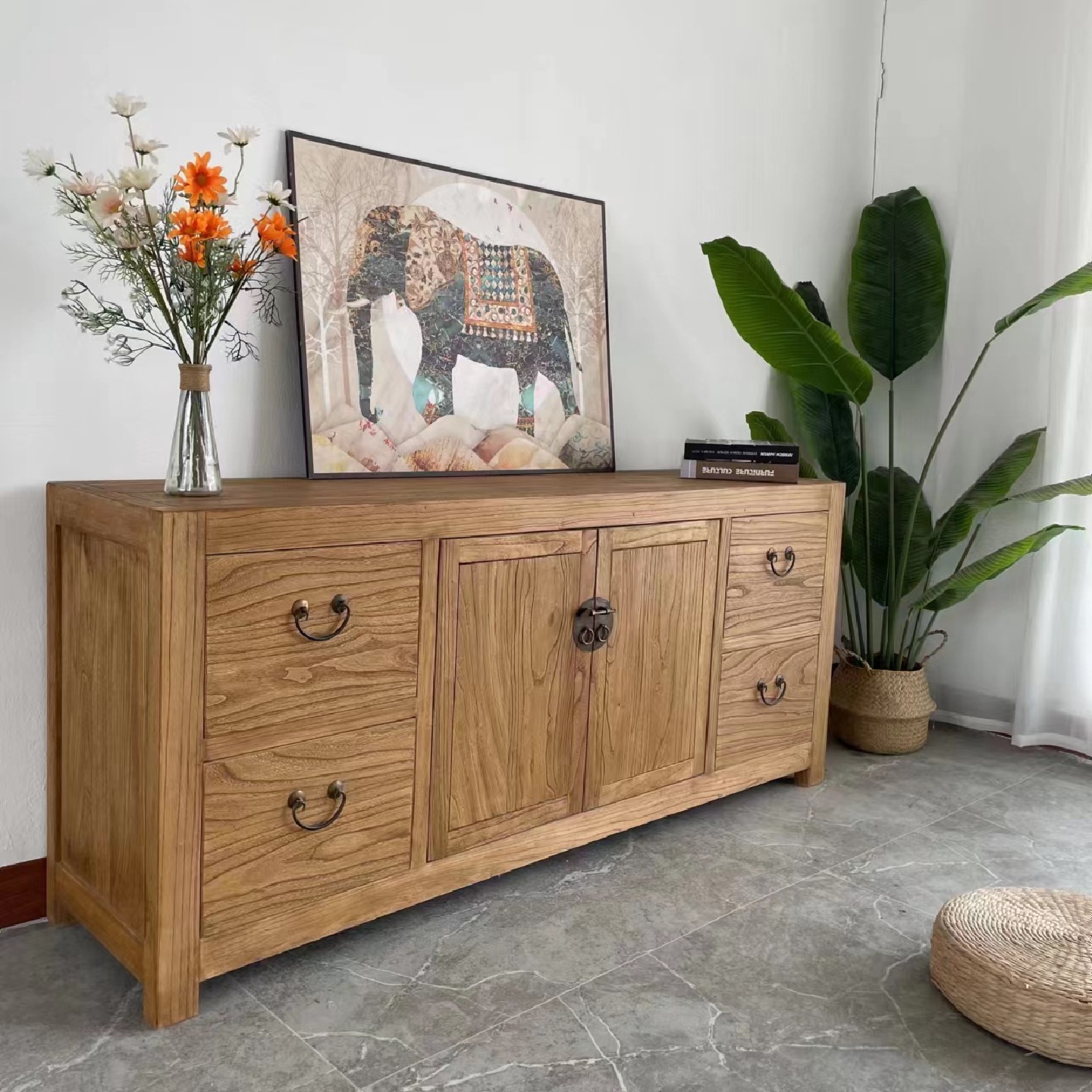 新款老榆木餐边柜实木靠墙收纳储物柜多款式实木茶水柜客厅边柜