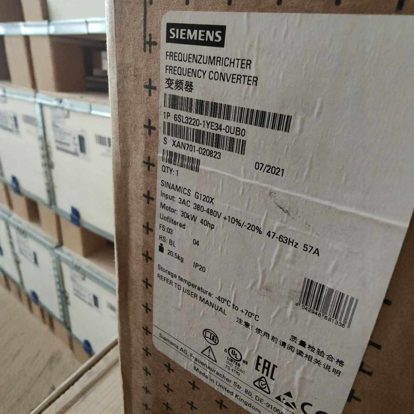 6SSL3220-1YE44-0UB0G120X变频器，质保一年