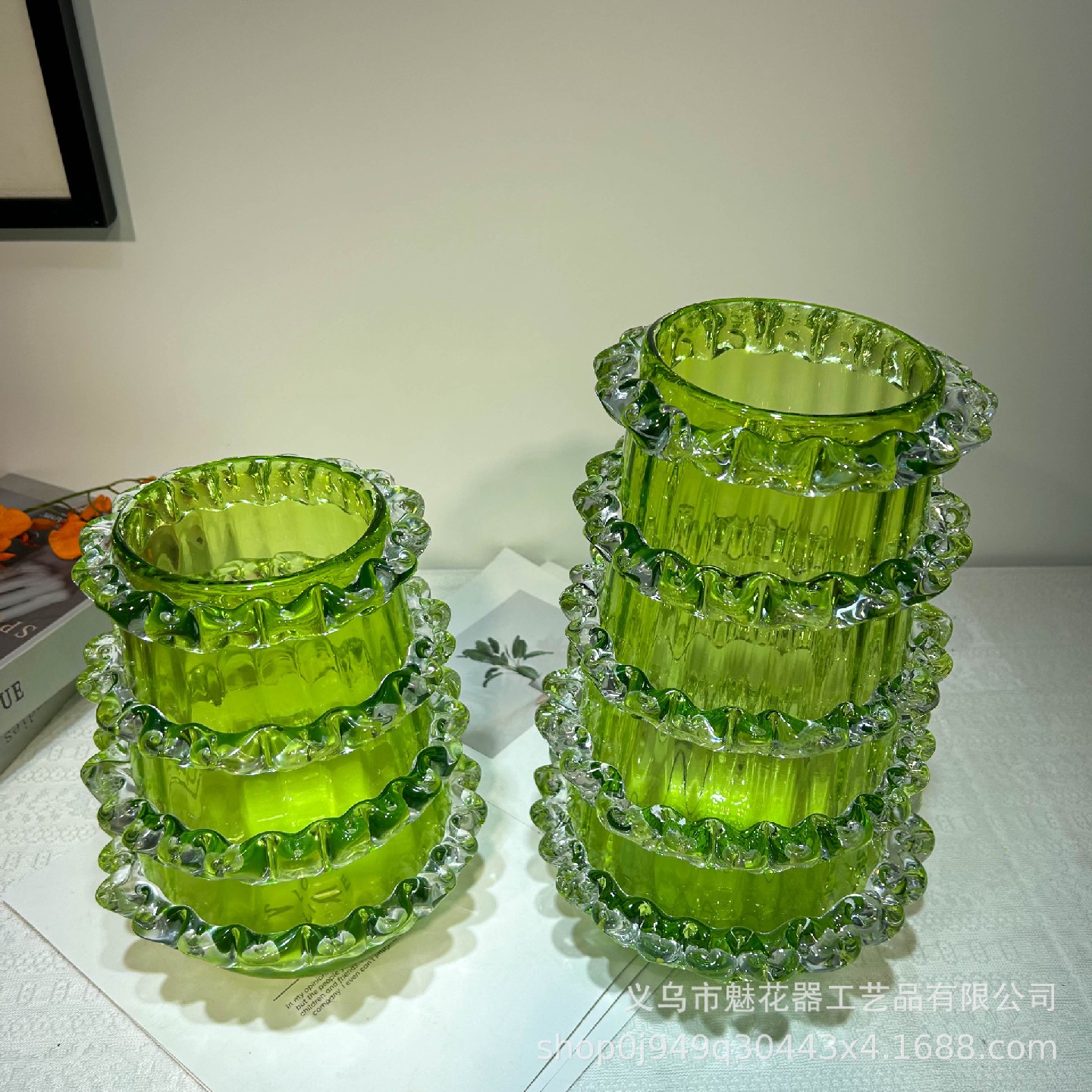 现代重工节节高琉璃花瓶插花器家居摆件样板间办公室高级装饰品