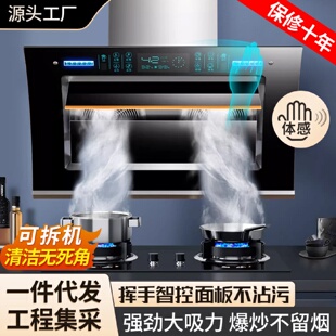 大吸力自动清洗抽油烟机 工厂批发双电机油烟机工程家用厨房侧吸式