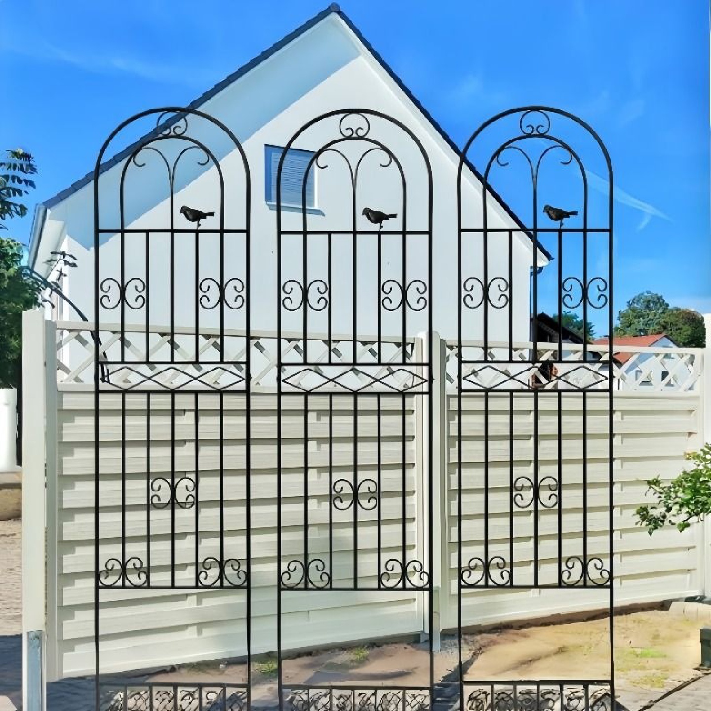 铁线莲爬藤架子蔷薇月季植物攀爬网花架庭院花园户外铁艺栅栏支架