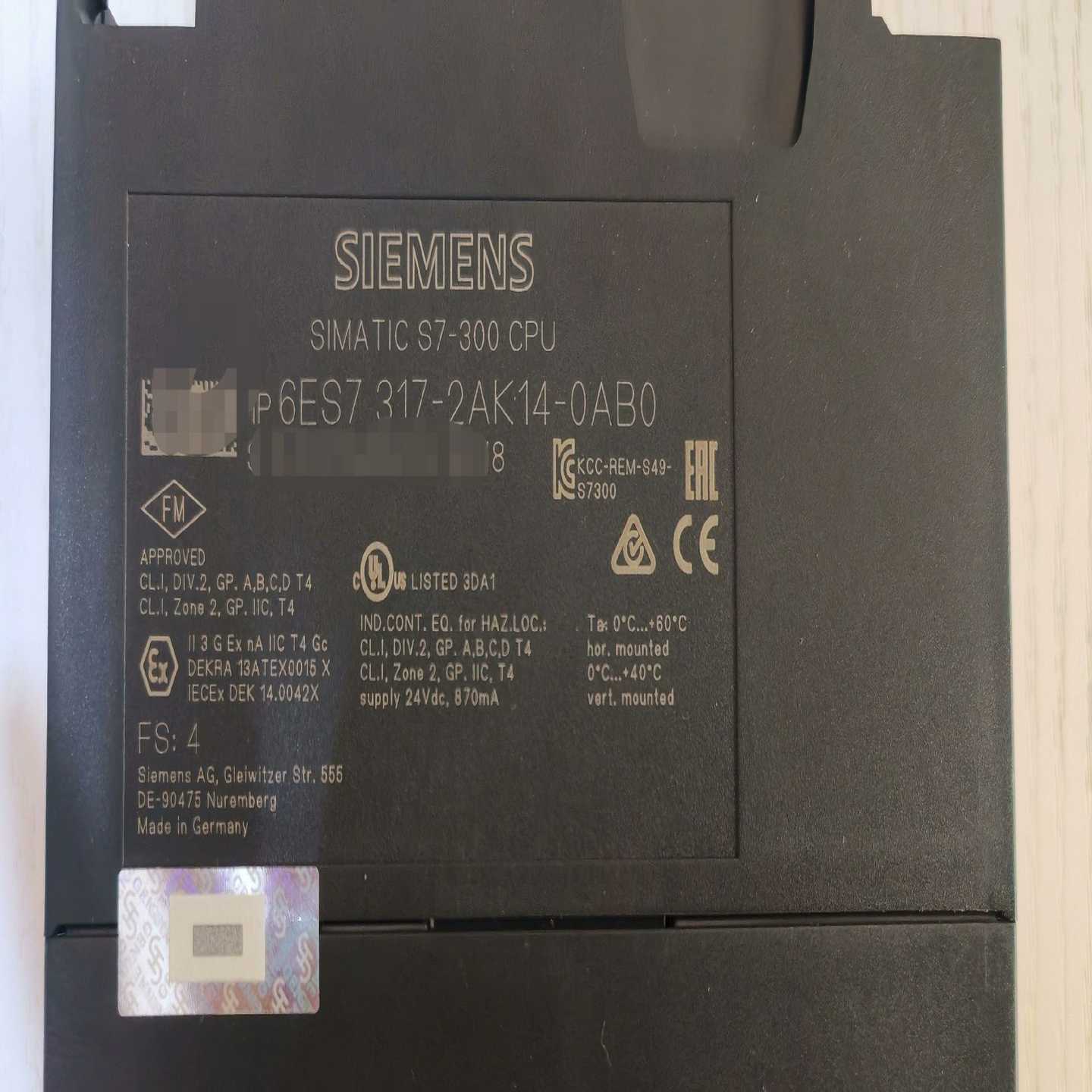 6ES7317-2AK14-0AB095新，功能完好--议价商品