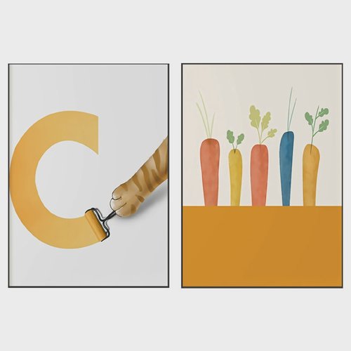 卧室床头装饰画儿童房挂画现代简约抽象温馨男女孩房间背景墙壁画