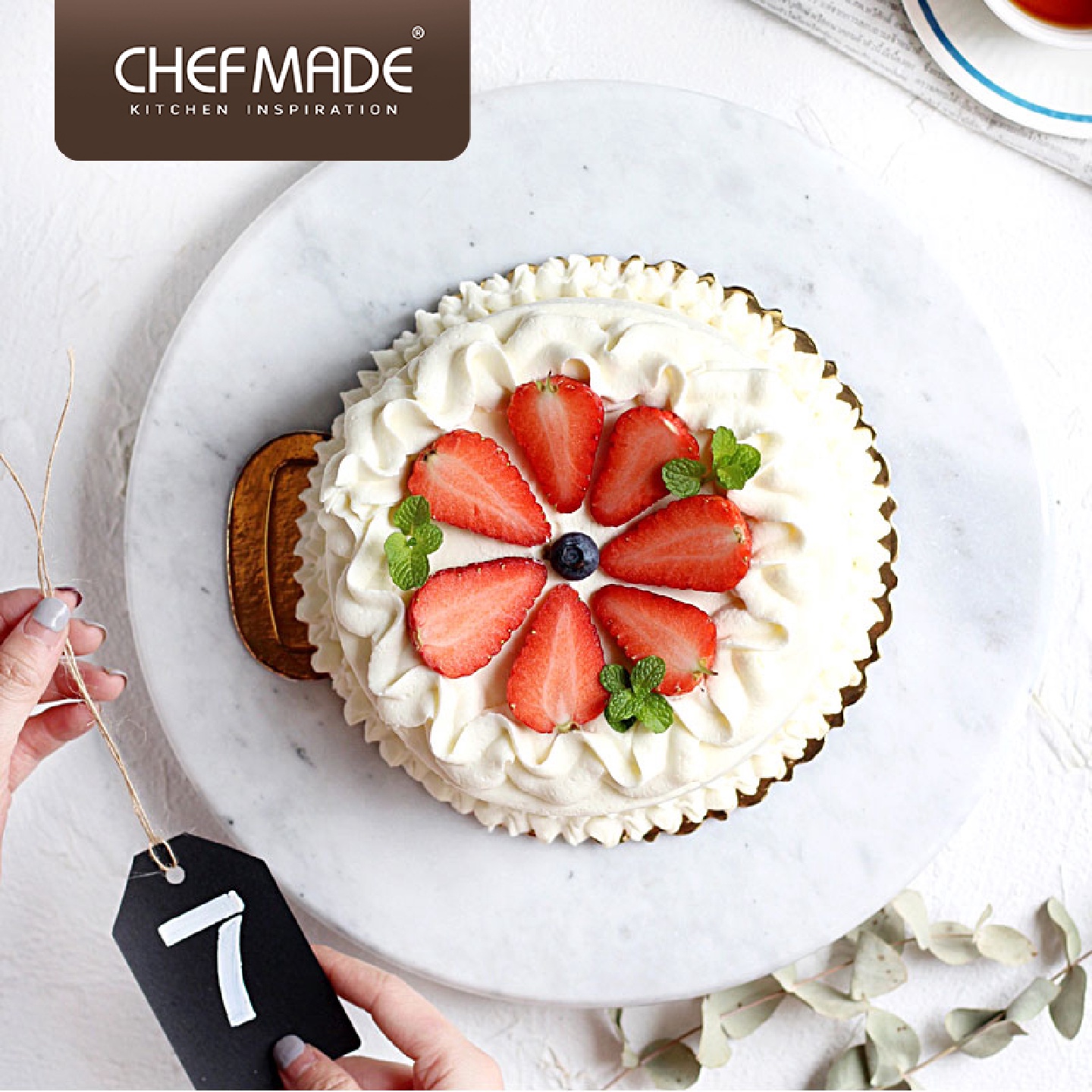 chefmade蛋糕转台裱花台转盘烘焙工具生日裱花台防滑大理石岩