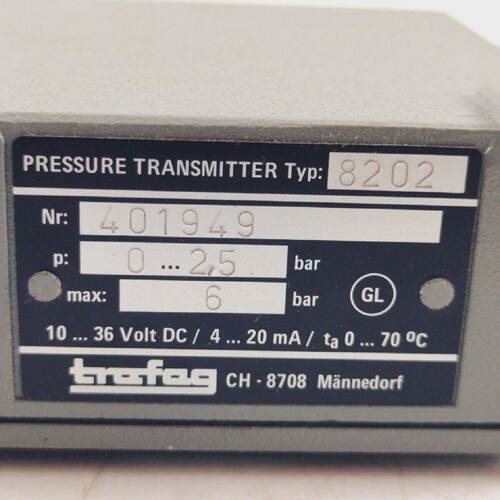 Trafag 8202 Pression Transmetteur Gamme 02.5 Barre Max. Gamm