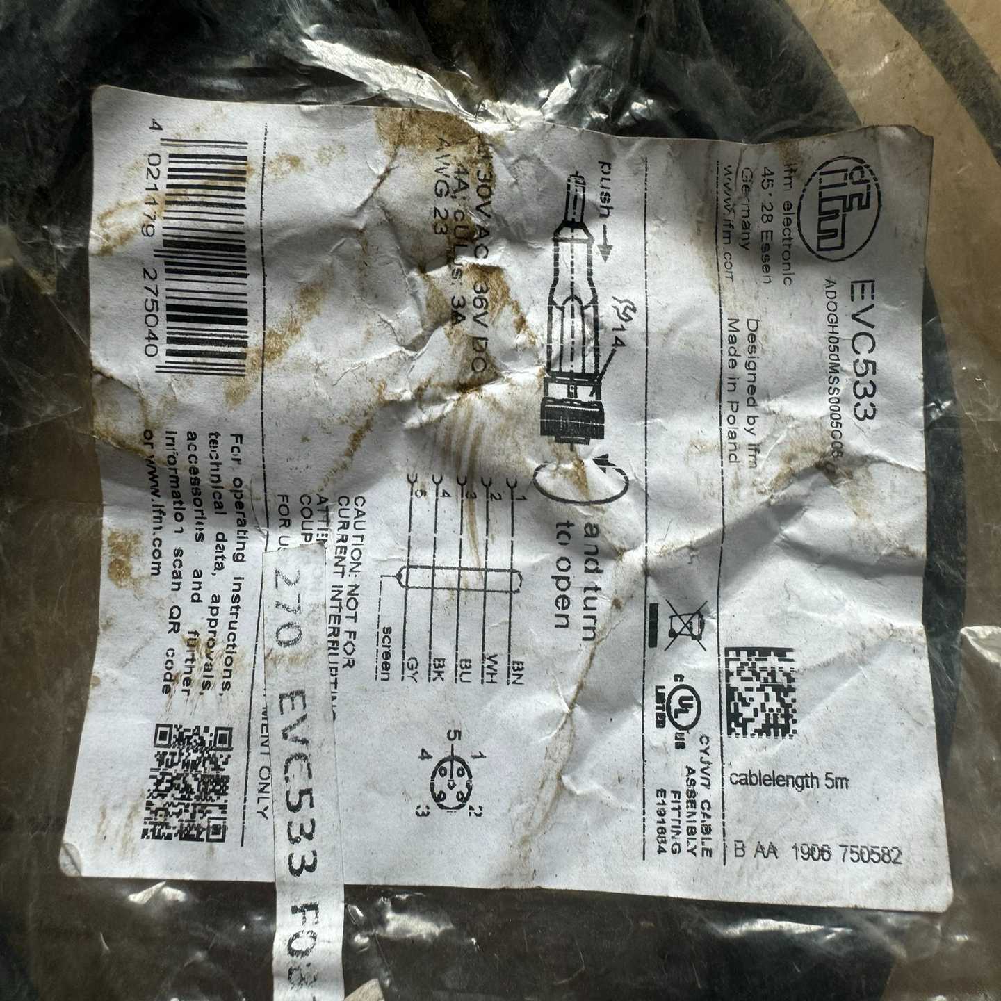 IFM易福门线缆EVC533 ~询价