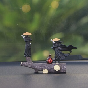 寒江孤影江湖故人汽车摆件古风侠客中控台显示屏车内高级感装饰男