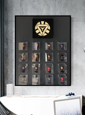 简约客厅玄关实物画十六宫格亚克力公仔壁饰酒店样板间挂画置装画