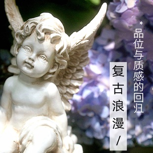 复古罗马柱小天使摆件西洋古董风家居客厅酒柜橱窗装 OQ5M法式 饰工