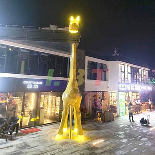 饰造型来图制作 力必特玻璃钢发光鹿雕塑门店摆件户外亮化装