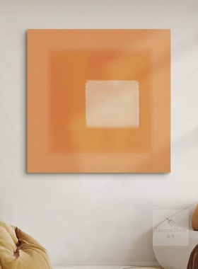 中古奶油风装饰画客厅轻奢高级感餐厅挂画多巴胺橙色系沙发背景墙