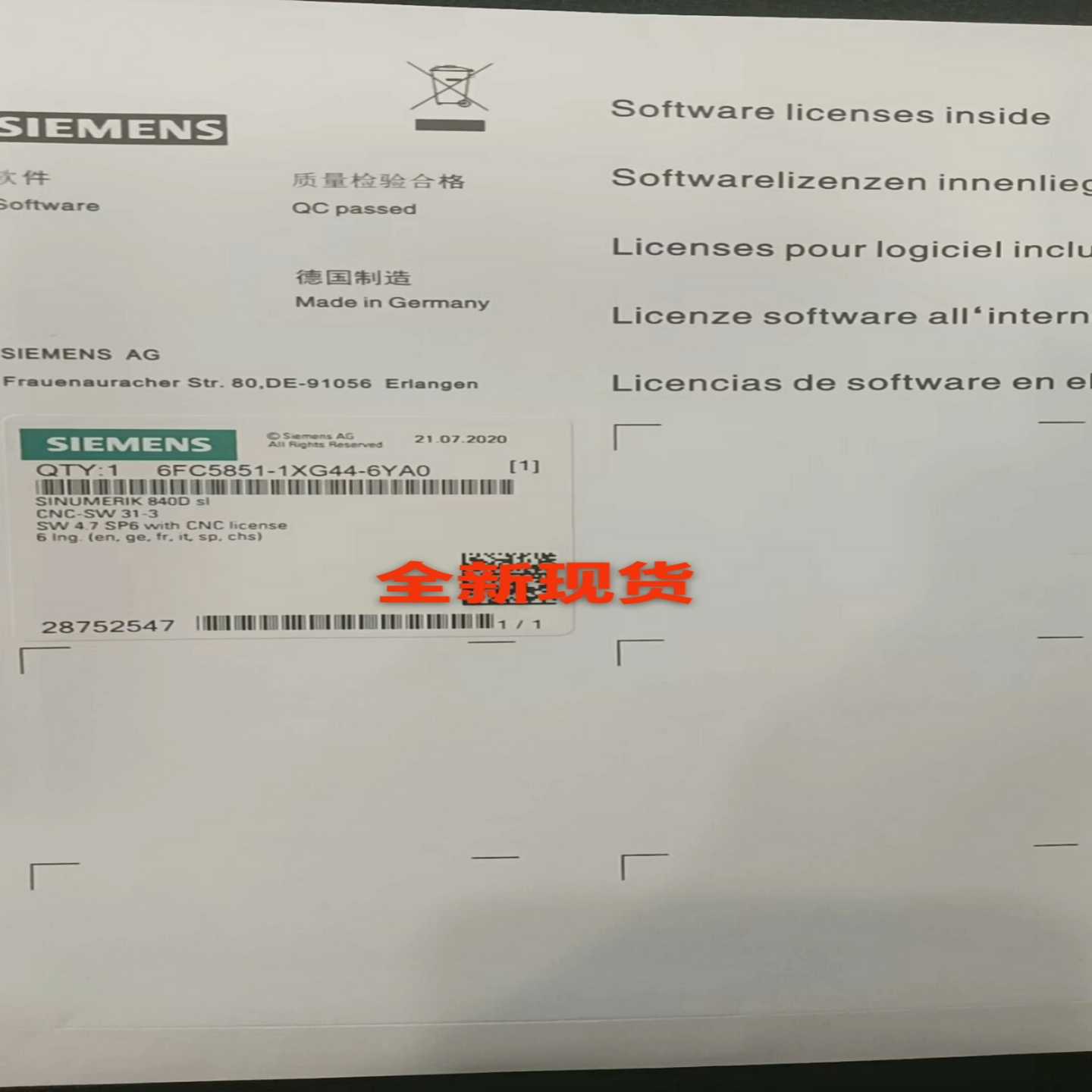 6FC5851-1YG41-6YA0-ZZA01M27询价