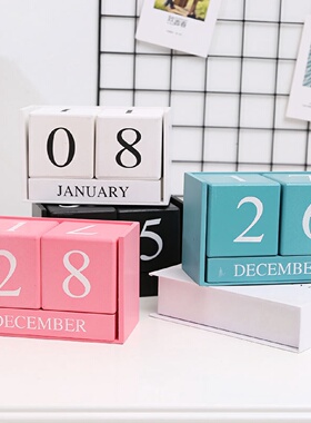 办公室桌面创意日历小摆件摄影拍照道具日期牌木物件万年历装饰品