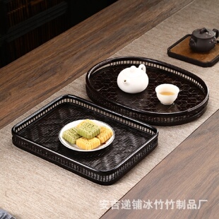 竹制品手工竹编水果篮干果盘创意家居零食盘复古茶几收纳筐茶点盘