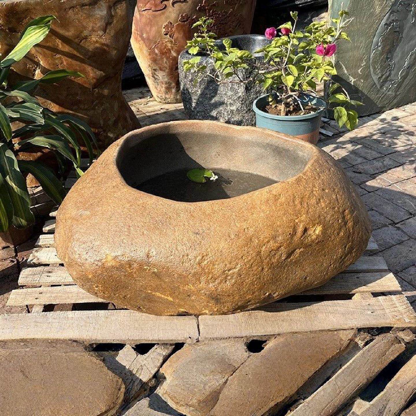 一室内外石头养鱼池户外鱼缸庭院流水工艺中式摆件鹅卵石水槽花盆