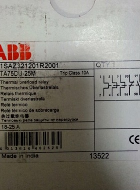 配件ABB热过载继电器TA75DU25M1825A议价