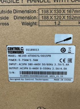 CT尼得科0.75KW变频器型号NE2004T0007G
