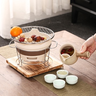 日式 围炉煮茶整套侧把壶煮茶器具家用室内户外中式 围炉取暖烤茶壶