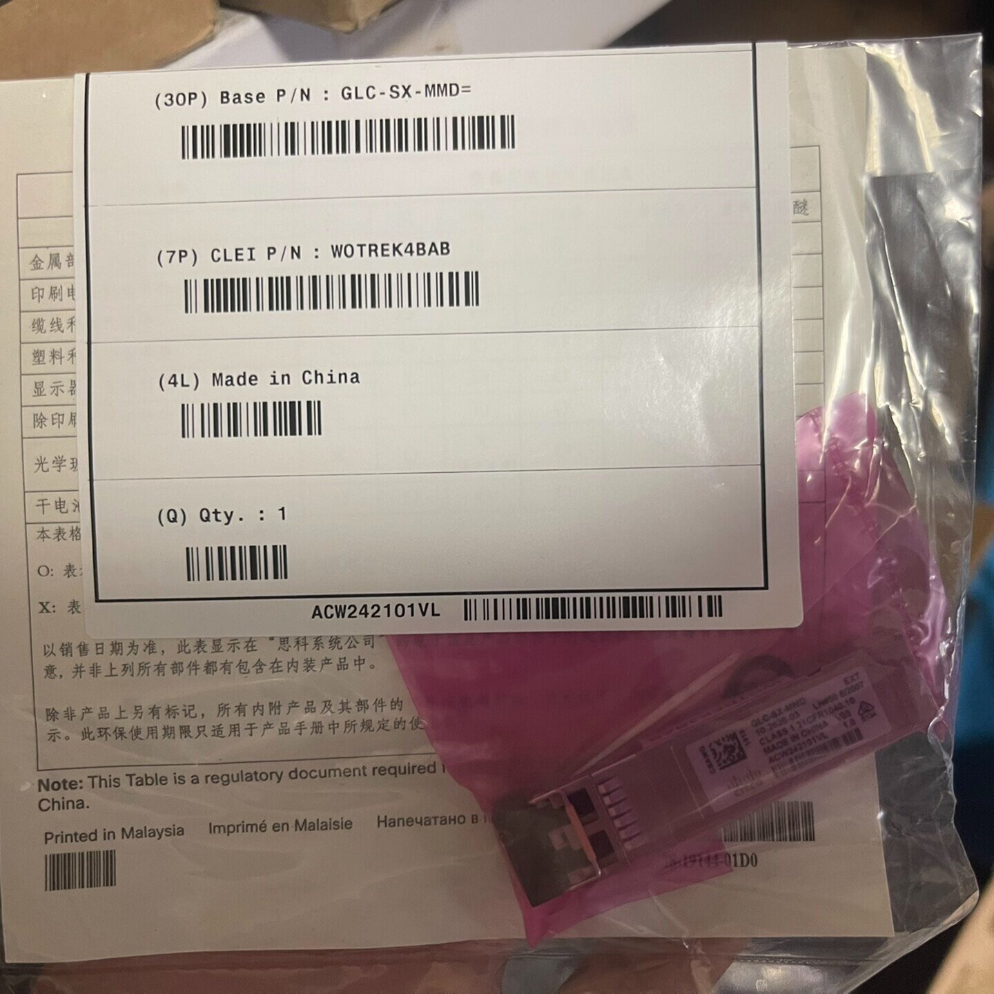 全新单包光模块 新款绿 GLC-SX-MM-议价