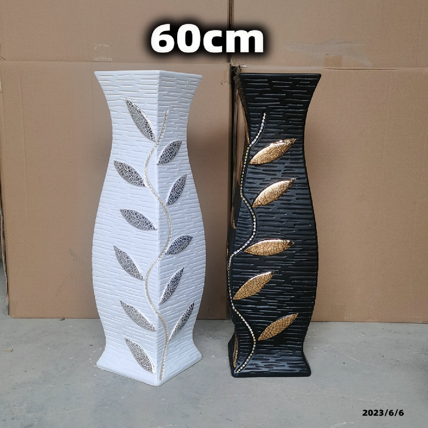 60cm陶瓷花瓶北欧落地大花瓶白色红色金色银黑色花器简约婚庆