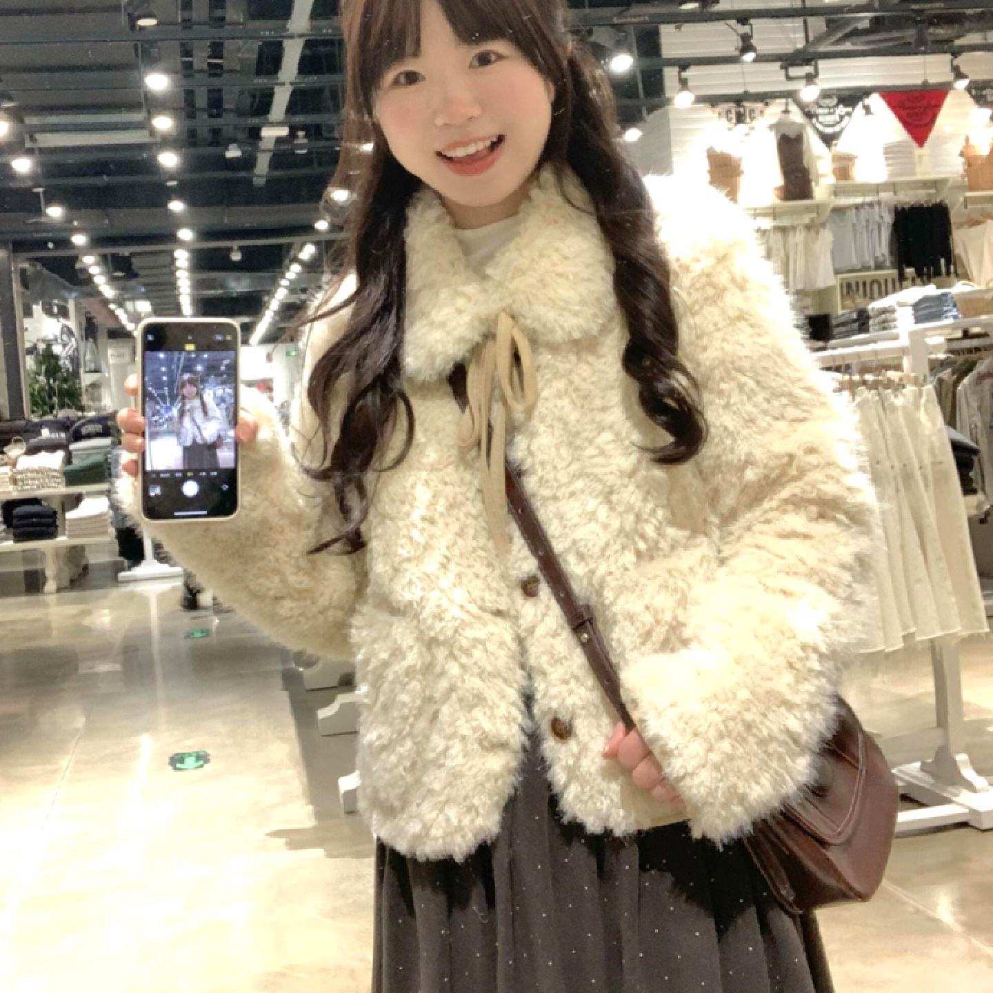 加厚羊羔毛外套女冬短款时尚洋派皮毛一体绑带羊羔绒保暖棉服上衣