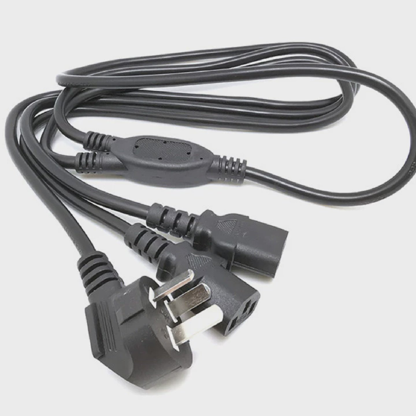 国标一拖二台式主机箱电源线双尾品字尾电脑线一分二插头设备