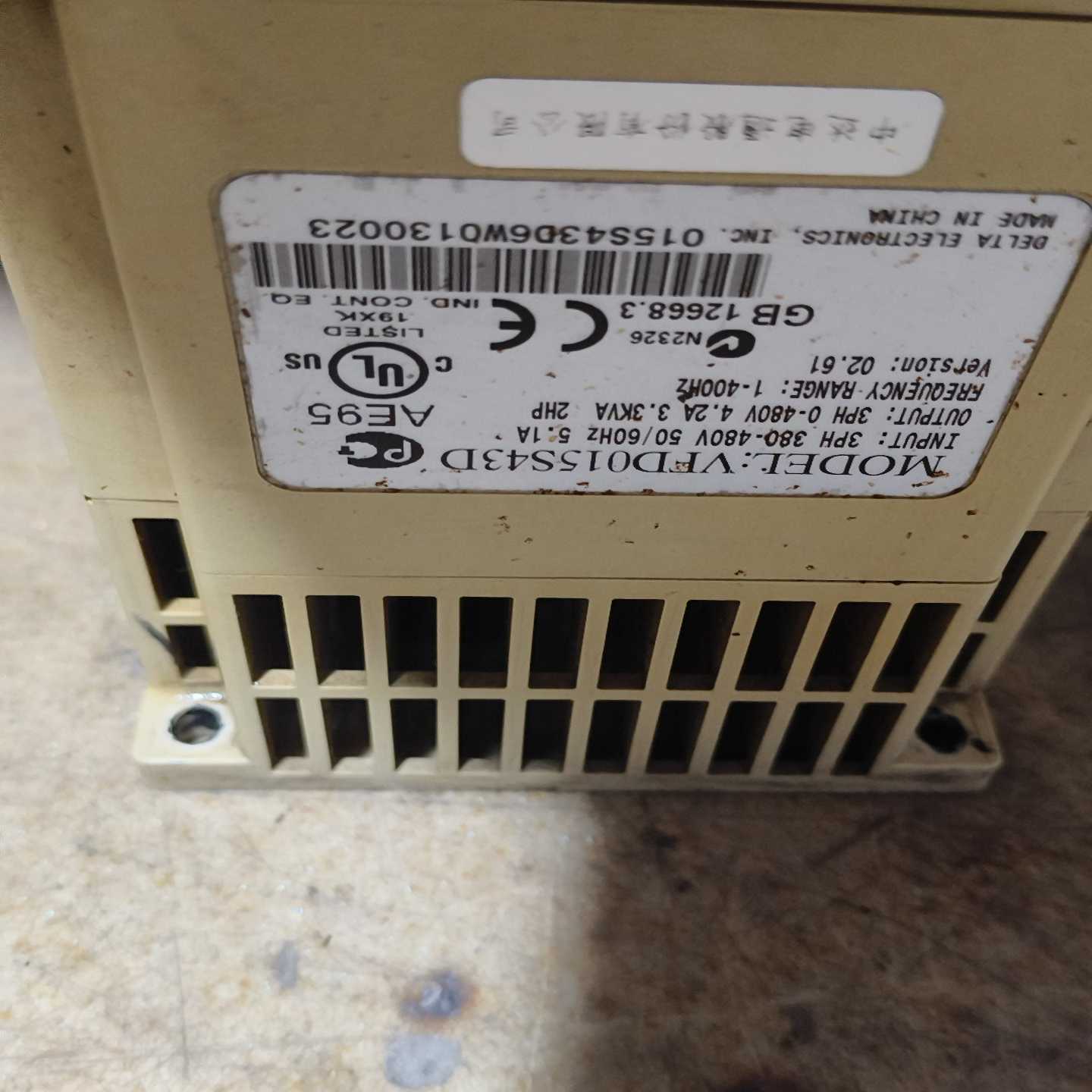 咨询-VFD015S43D台达变频器,1.5千瓦机器,实物图拍射,