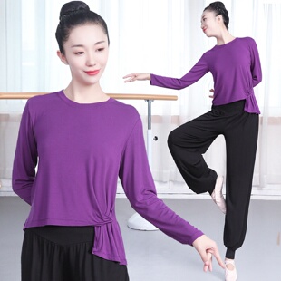 现代舞莫代尔上衣女中国古典春秋基础训练服形体舞蹈练功服装套装
