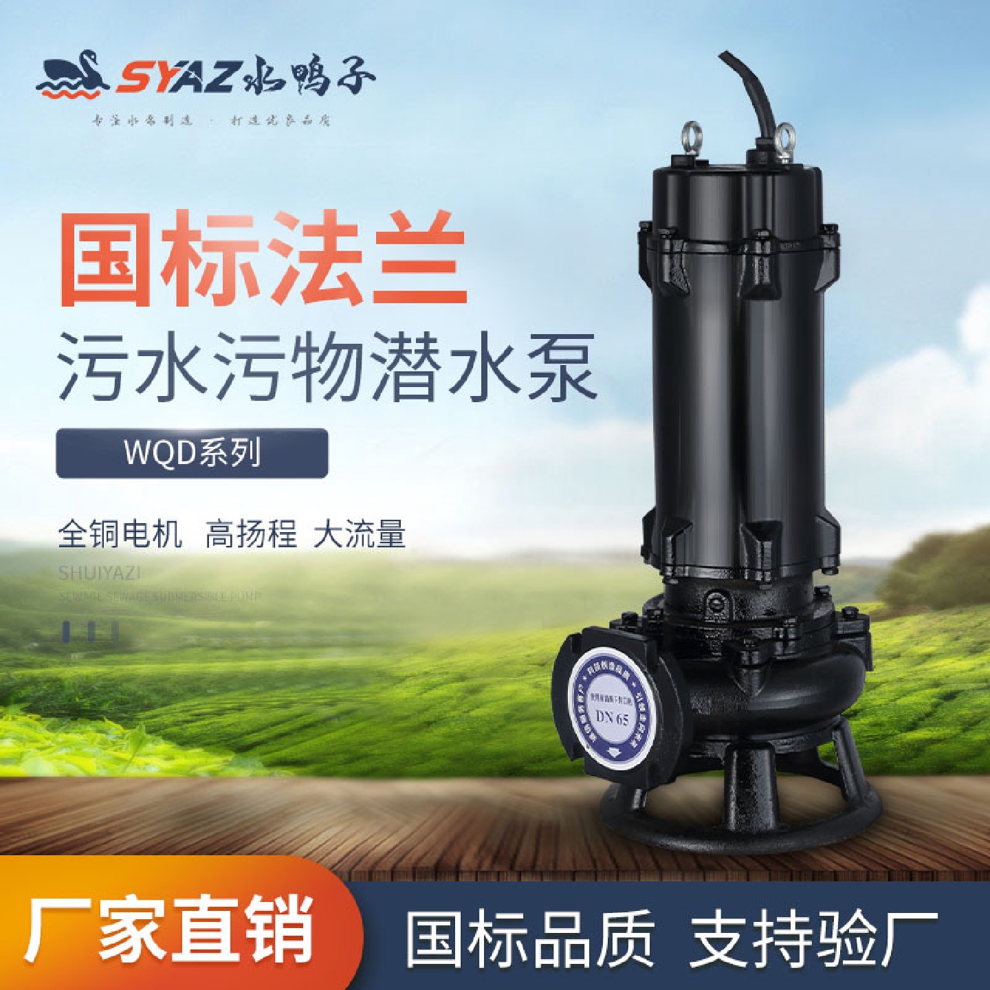 厂家WQ污水泵无堵塞高扬程380V污水处理泵防汛抽水排污泵二级