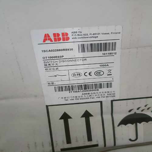 ABB隔离开关OT1000E03P 1SCA022860R5~询价