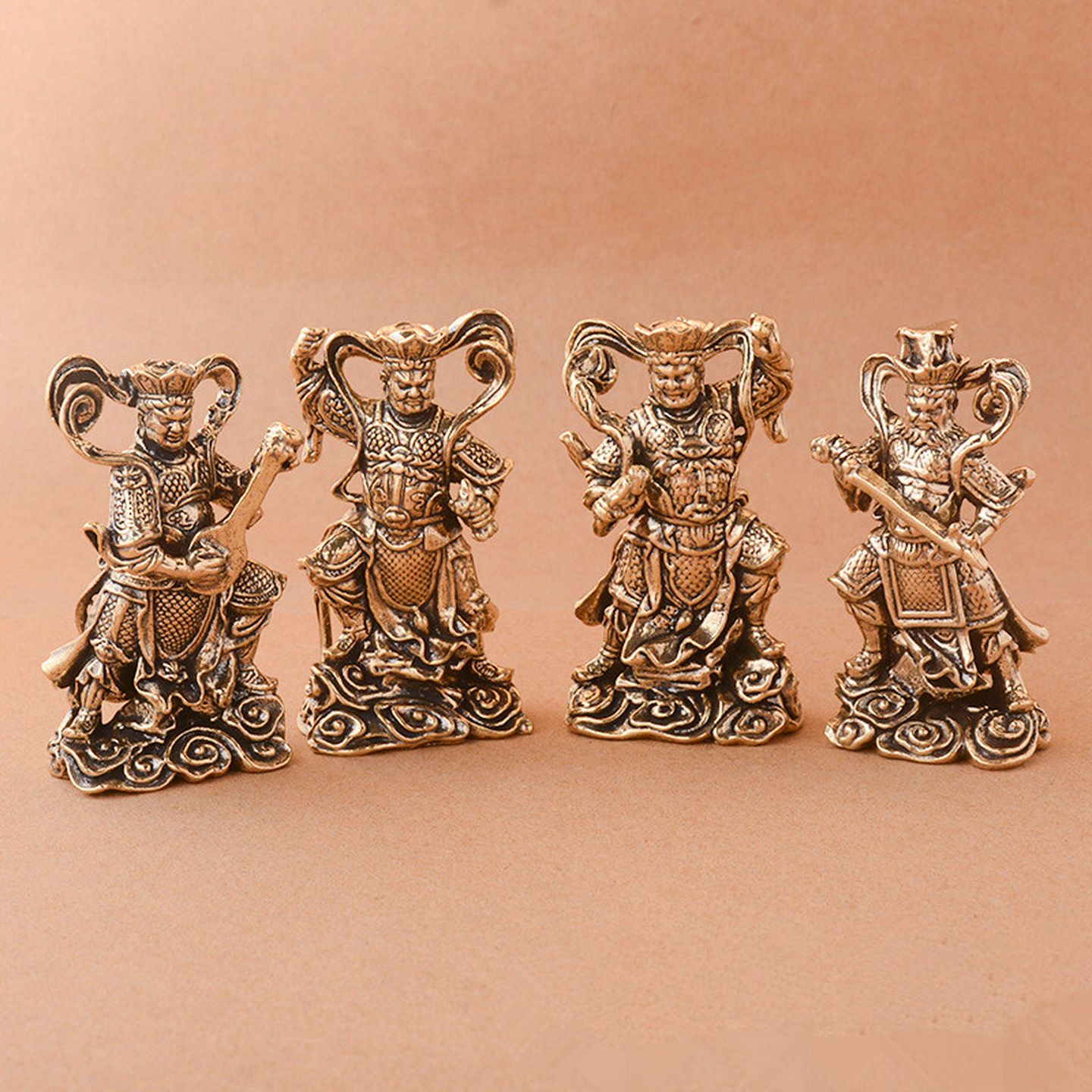 黄铜四大天王摆件家居办公室桌面摆件四大天王摆件黄铜工艺礼品摆