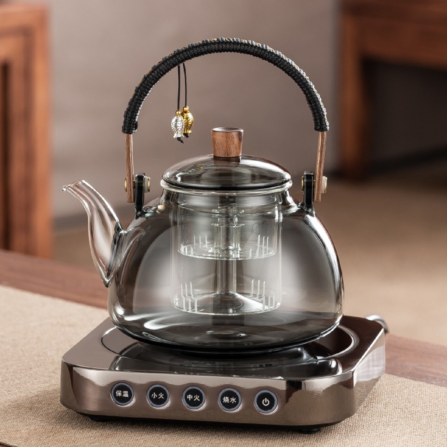 电陶炉围炉煮茶器家用室内玻璃蒸煮泡茶壶蒸煮简约小型耐热烧水养