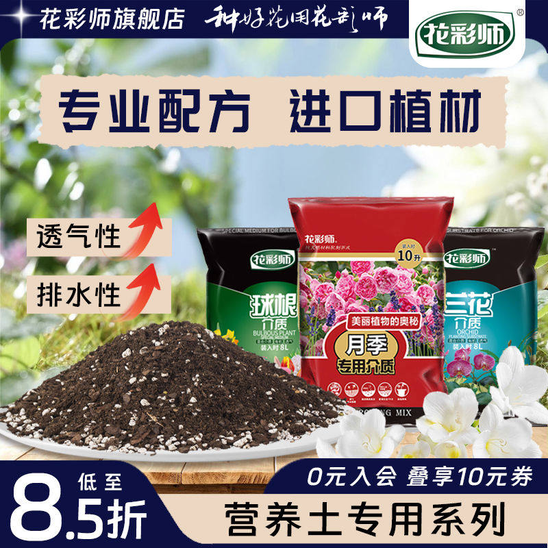 虹越花彩师营养土球根种球月季草莓铁线莲蓝莓杜鹃三角梅通用