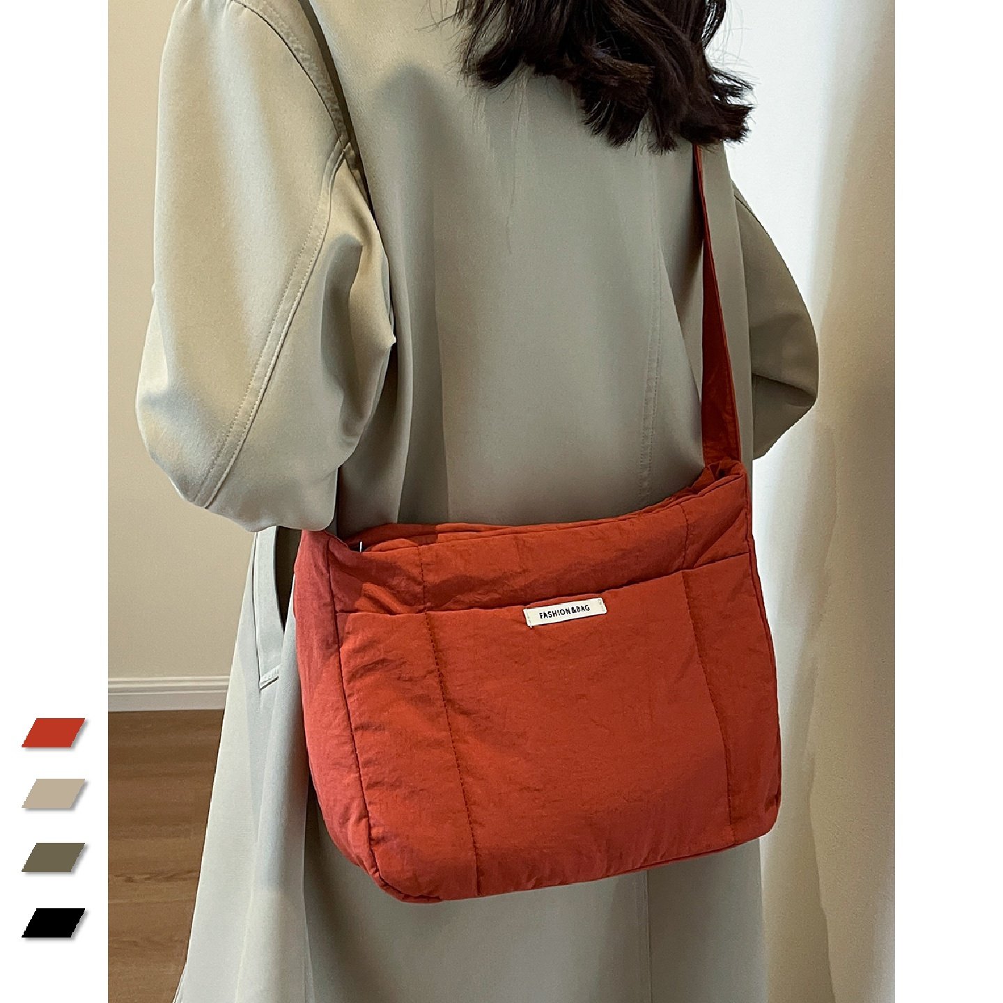 日韩轻便羽绒斜挎包时尚糖果色纯色休闲男女通用款百搭女秋冬包包