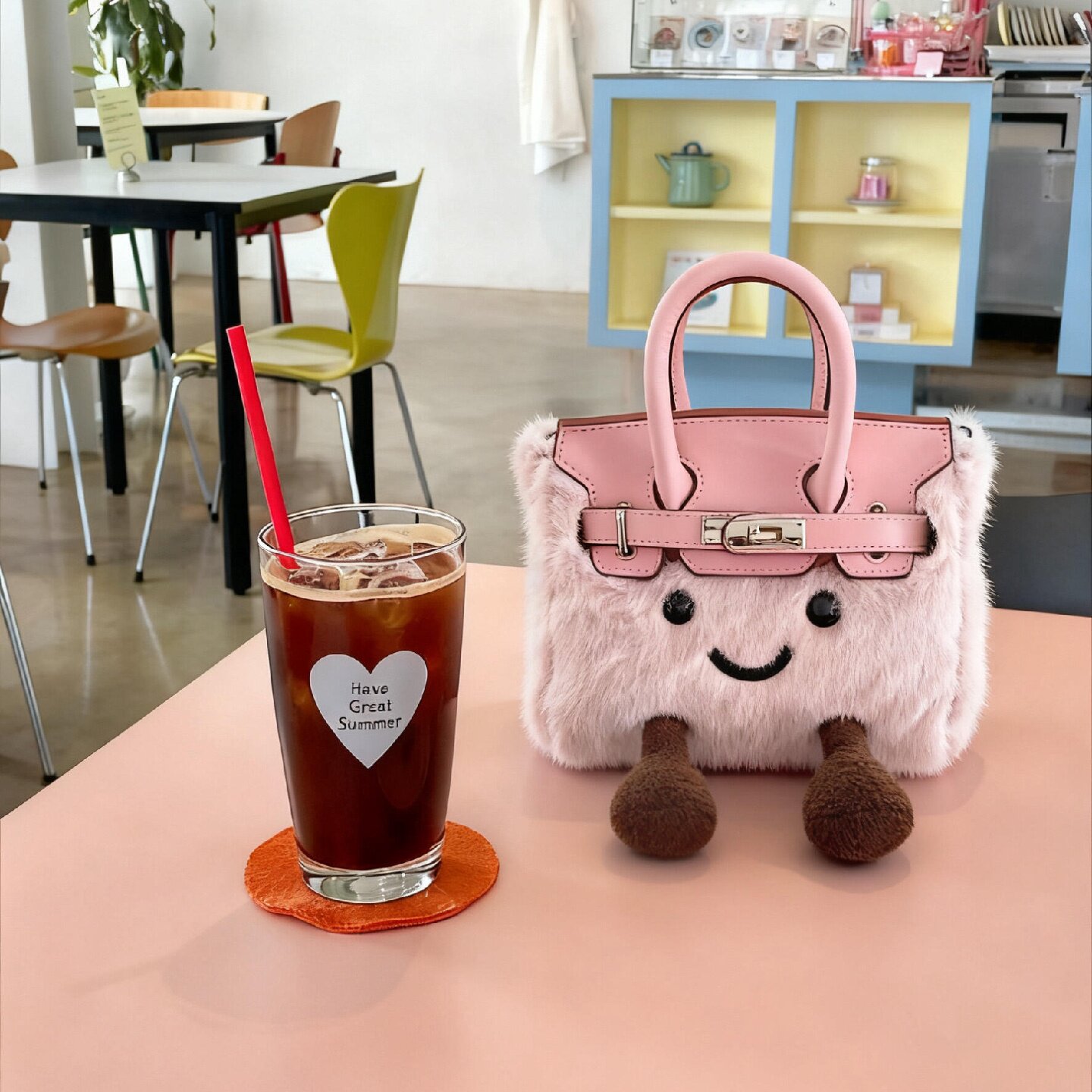 bk小精灵迷你小包包斜挎超火毛茸茸小方包可爱手提小拎包可放手机