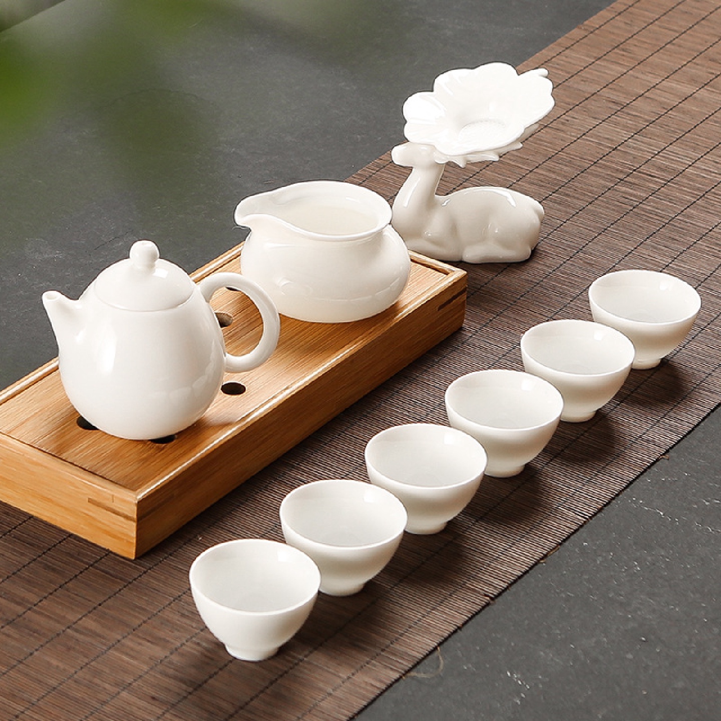镁泽羊脂玉瓷功夫茶具套装整套白瓷泡茶喝茶盖碗茶壶茶杯家用陶瓷