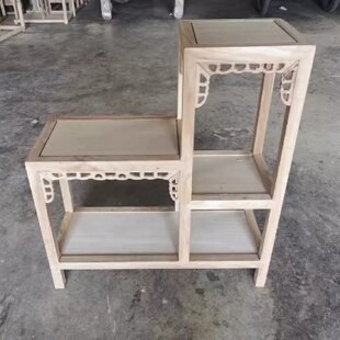 实木白茬花架仿古阳台花几盆景白胚茬架置物架落地工厂批发 新中式